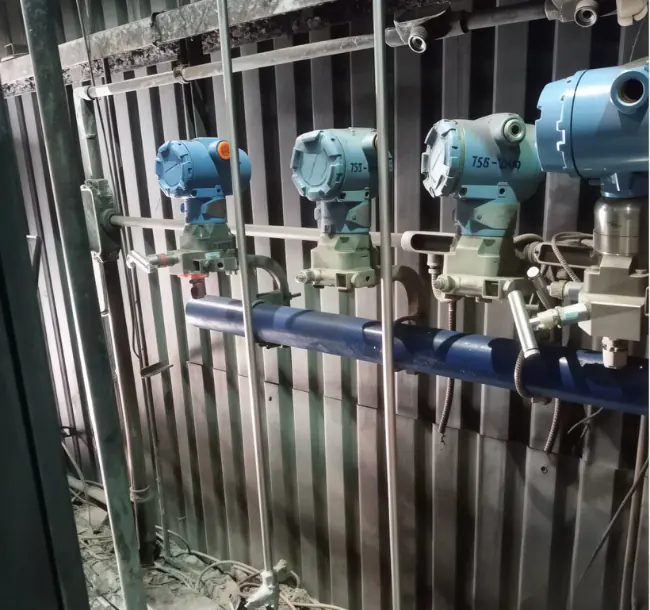 Instrumentation transmitters mounted on tubing at the power plant