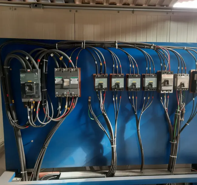Substation panel with breakers and new wiring
